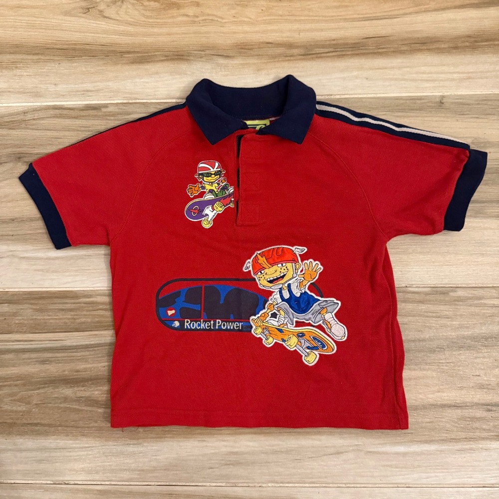 Vintage 2002 Rocket Power Nickelodeon Polo Shirt Kids Red Otto Reggie Y2K 00s